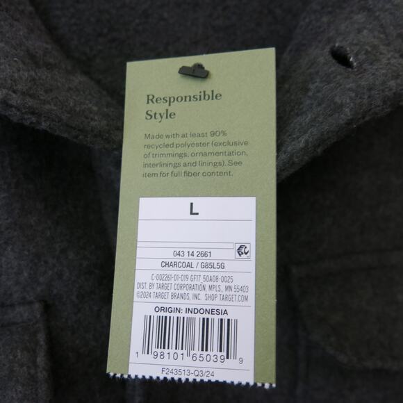 GOODFELLOW *NWT* Shacket Jacket Size L Mens Button Down Shirt Gray Button Casual - Picture 8 of 8